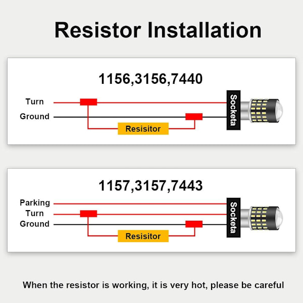 4 stk 50W 8 Ohm LED-belastningsmotstand Hovedlyskastbelastningsmotstand Tåkelysdekoder LED-blinklysdekoder Dekoderledning