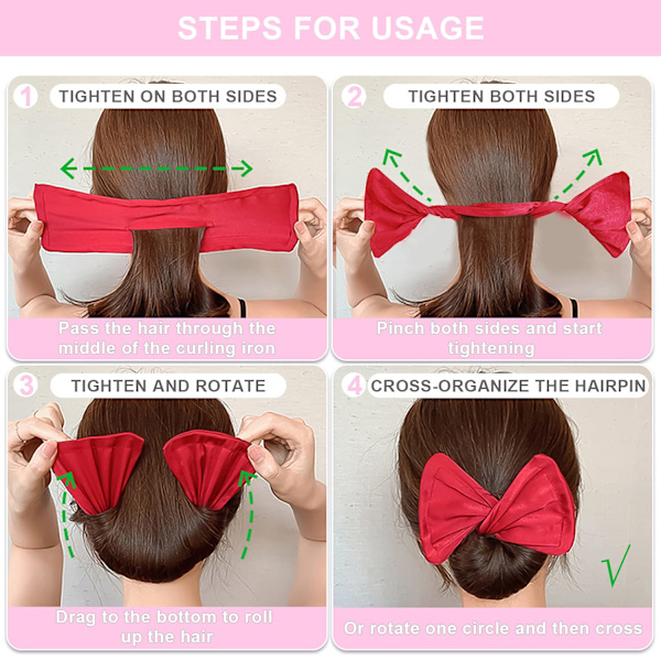 Bollemaskine, deft Bun, Stilful Damehårmager, Multifarvet Klud Velcro Clip & Twist Tool 4 stk.