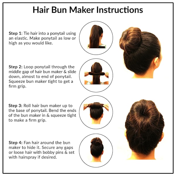 Magic Hair Bun Maker 4 Pack (2 små, 2 stora) Skumbunsformare Tillbehör Stark Flexibel Återanvändbar