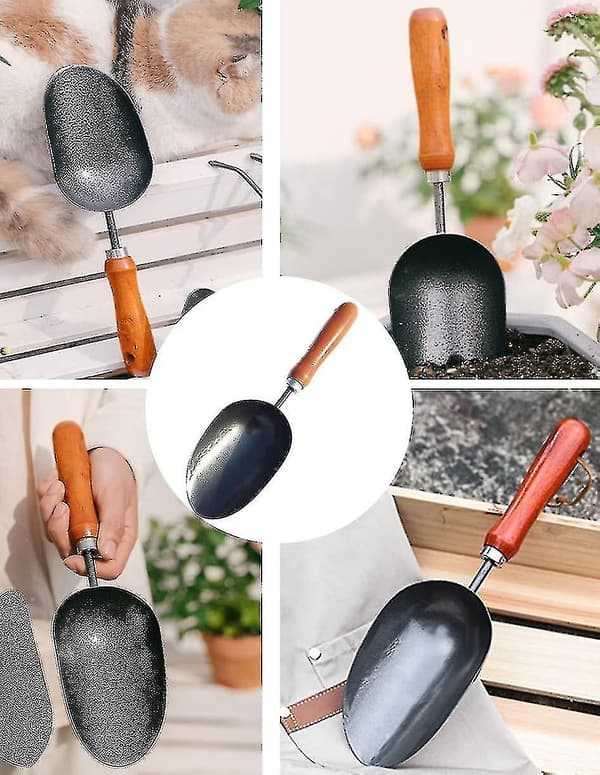 Trädgårdsspade, handspade för trädgårdsarbete, lämplig för jord, kompostflyttning, plantering, omplantering, skopa av foder till husdjursfåglar