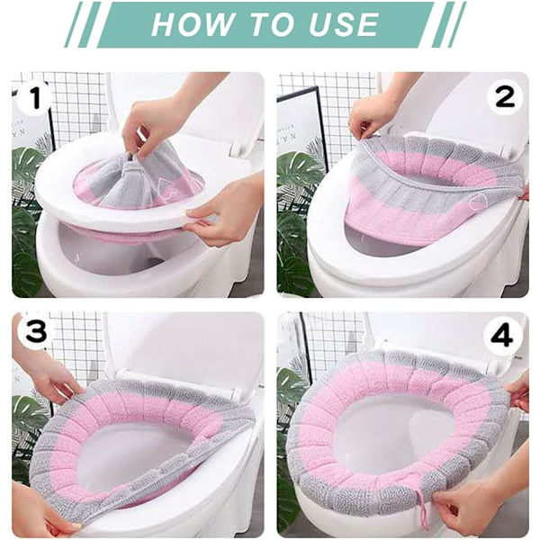 4 kappaletta WC-istuimen kansi WC-istuimen kansipehmusteet kahvalla WC-kannen pehmustepeite Paksumpi Kylpyhuone Pehmeä Venyvä Pestävä Sopii Soikeisiin WC-istuimiin
