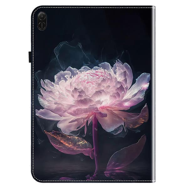 För Honor Pad X8a Läderfodral Mönstertryckt Ställ Tablet Skydd med Kortfack - Lila Pion