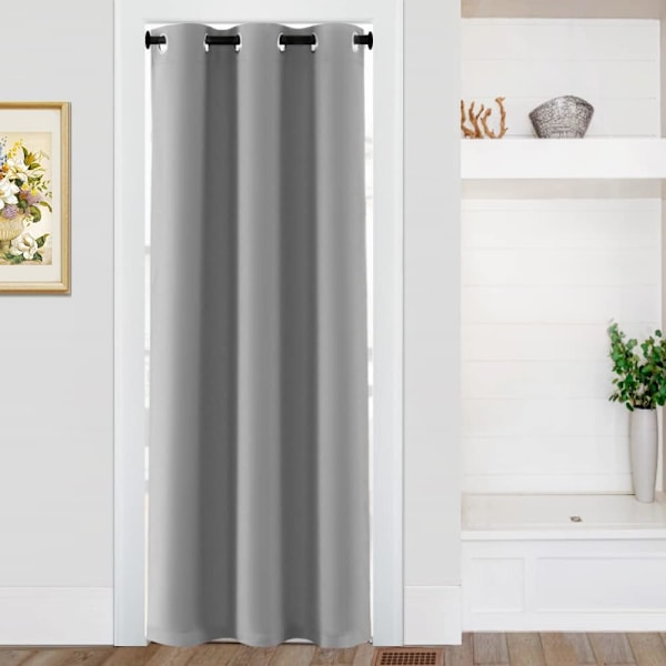 Mørklægningsdørgardiner, øjeblikkelige gardiner med termisk isolering, privatlivsgardiner til badeværelse og døre, 1 panel gris 39*79inch