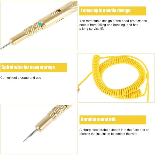 Bilspændingstester Pen Automotive Circuit Tester Test Probe Test Pen med Vise Clip