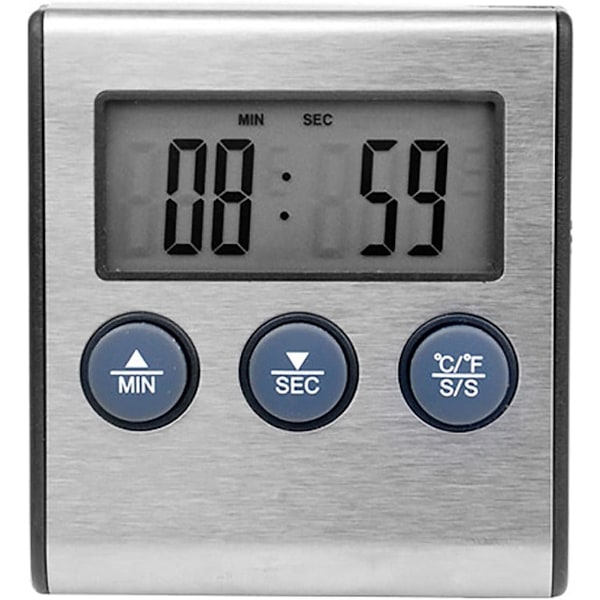 LED Digital Madlavning Mad Kød Ryger Ovn Køkken BBQ Grill Termometer Ur Timer med Rustfrit Stål Probe