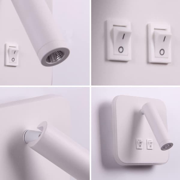 Sänglampa, roterande vägglampa vägglampa 3000K (13w) Rectangular white