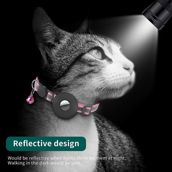 Reflekterande katthalsband, Apple AirTag kompatibelt, avtagbart säkerhetsspännehalsband, kattunge- och valphalsband