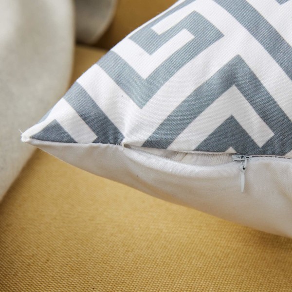 100% Hållbara Canvas Kvadratiska Dekorativa Kuddfodral för Soffa, Set om 6, 18×18 Tum Grey