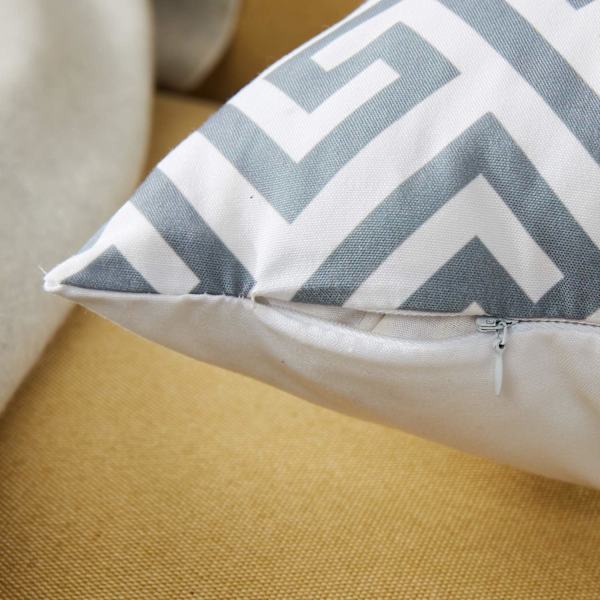100% Holdbar Canvas Firkantet Dekorativ Pudebetræk til Sofa, Sæt af 6, 18×18 Tommer Grey