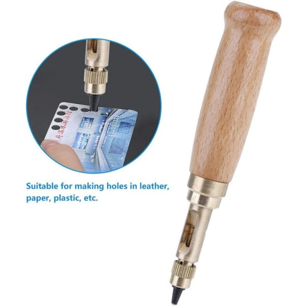 Læderhulværktøj Syning Automatisk Konisk Rem Hulstans med Stans Bit 1.5/2/2.5/3/3.5/4mm Bit