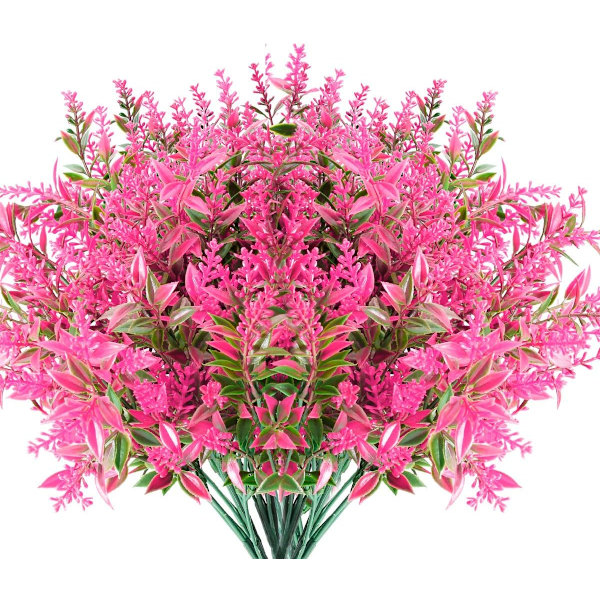 8 Buketter Konstgjorda Lavendelväxter Utomhus UV-skydd Falska Blommor Konstgjorda Växter Trädgård Veranda Dekoration(Rosa)