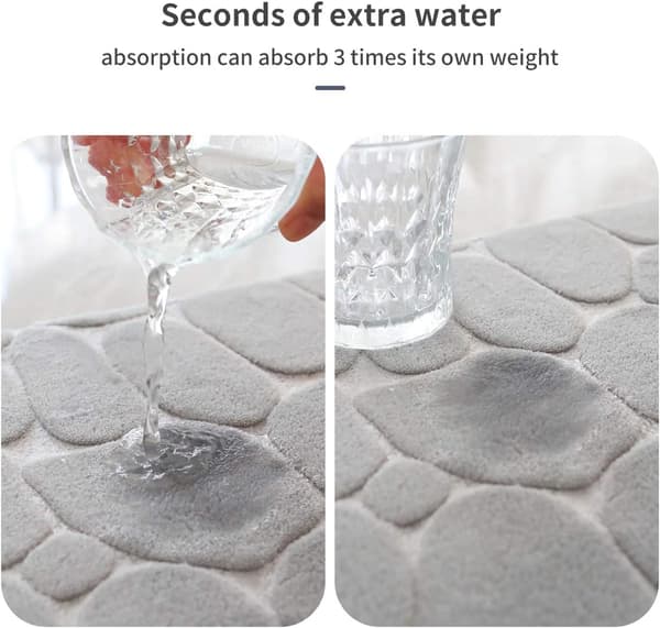 Minne skum badematte småstein bad teppe ultra-absorberende bad teppe maskinvaskbart bad teppe