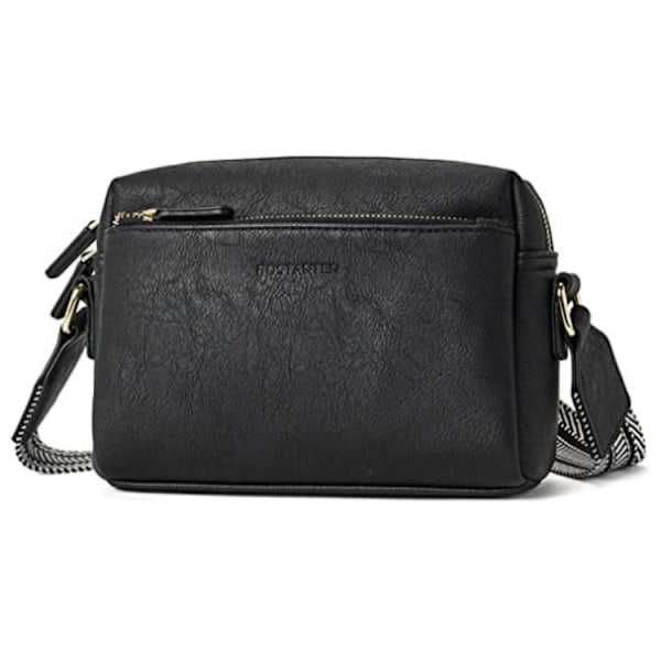 Damer Crossbody Väskor med 3 Stora Fack, PU-Läder Axelväska, Crossbody Väska, med Justerbar och Avtagbar Bred Rem café