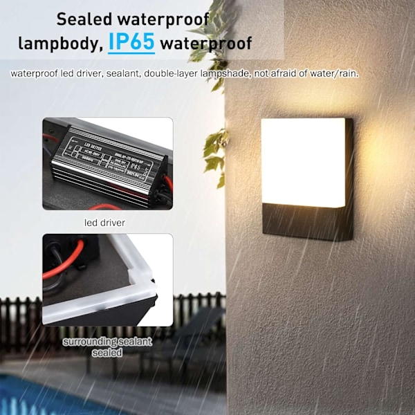 18W Utomhus Vägglampa LED IP65 Vattentät Utomhus Vägglampa LED Utomhusbelysning [Energisparande Klass F]