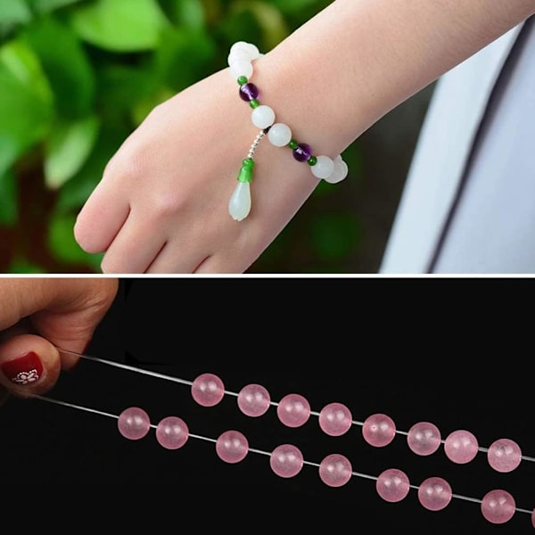 Elastisk pärltråd smyckestillverkning rep, stretch polyester rep för armband och hantverk, 0,8 mm, 100 m, transparent