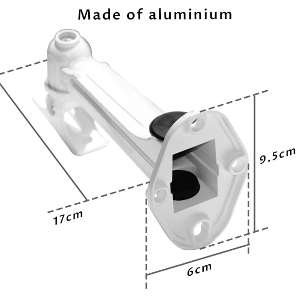 Mini veggprojektorfeste, bæreevne 3 kg | Lengde 16-20 cm | Aluminiumsmateriale, for CCTV/kamera/projektor/webkamera - 360° rotasjon (hvit)