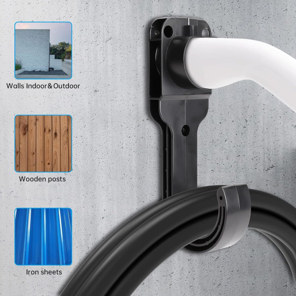EV Typ 2 Väggfäste för Kabel, Laddkabelhållare, Universell 2 i 1 Väggladdningsstöd EU Elfordonsladdning med Robusta Delar