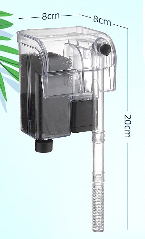 Slank Ekstern Akvariumfilter, 3-trins Justerbart Filter til Akvarium op til 20L, 250 LPH, 3W