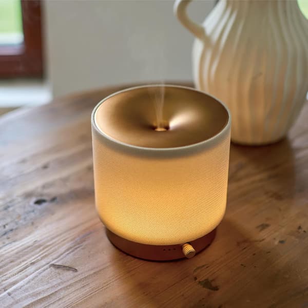 Elegant stoffaroma diffuser - Stille eterisk oljediffuser med mykt nattlys, perfekt for hjem, kontor og yogarom