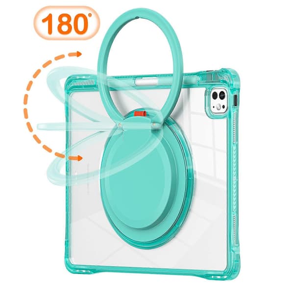 Fodral för iPad Pro 13 (2024) Roterande Ställ PC+TPU+Akryl Tablet Skydd - Ljusgrön