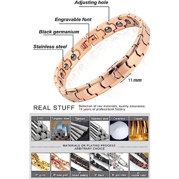 Magnetiskt armband, titanstål magnetiskt terapiarmband, helt magnetiskt armband med 18 magneter