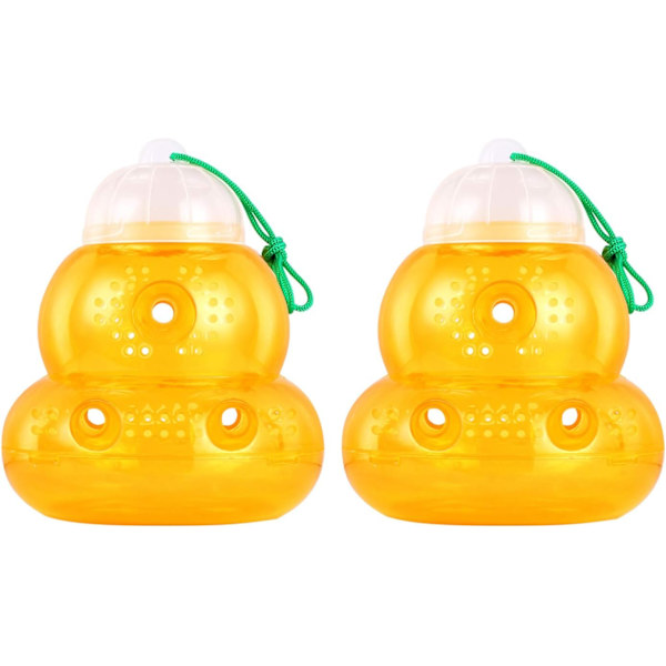 Utomhus hängande plast getingfällor, getingfällor gul jacka, återanvändbara, gula, 2-pack