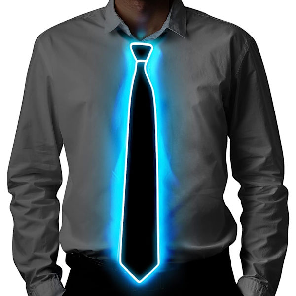 Lysende slips, LED lysende slips for menn med strømkabel, justerbare lysende slips, kostymetilbehør for fest, bar, skole. (blå)