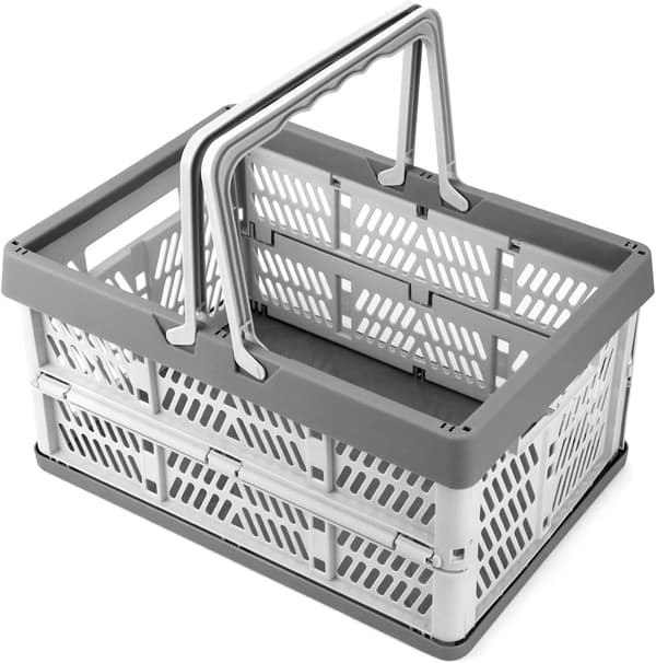 Baskets Foldbare Oppbevaringsbokser, Sammenleggbar Boks med Håndtak, Foldbare Plastoppbevaringsbokser, Foldbare Bokser, 30,5x20,5x16,5cm Set 2