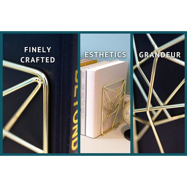 Guld flytande metall bokstöd dekorativa par, stereoskopiska dekorativa  bokstöd för hyllor, bokhållare ec0a | Fyndiq