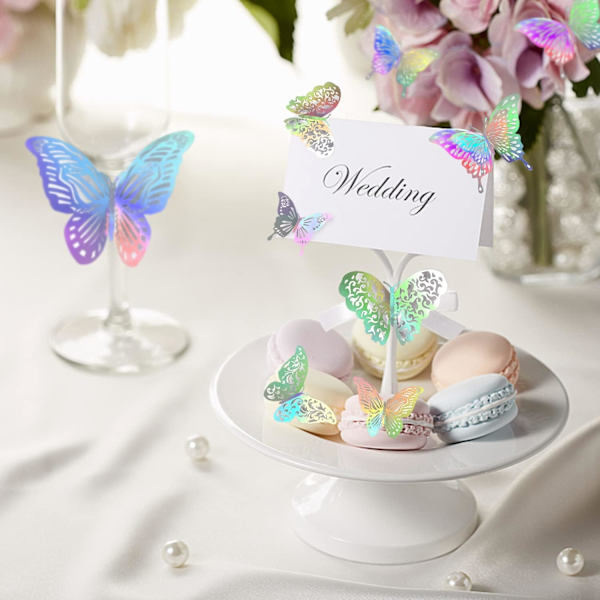 3D Butterfly Wall Decor, 24PCS Flyttbare Hule Butterfly Wall Stickers, Sølv Butterfly Wall Decals A style