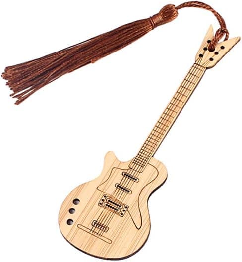 Design Gitarr Bambu Bokmärke med Tofsar för DIY-projekt och Presentetiketter-D D
