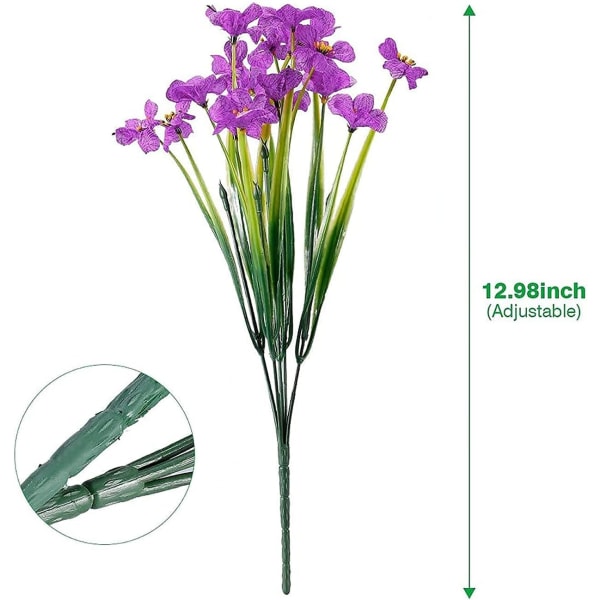 Konstgjorda blommor utomhus 20 buntar konstgjorda växter UV-beständiga falska växter för utomhus utomhus veranda lila