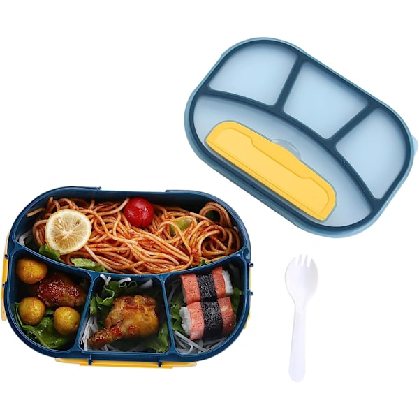 Bento Box Madkasser til Voksne, 4-Fags Lækagesikker Bento Frokostbeholder, Mikroovn&Opvaskemaskine Sikker