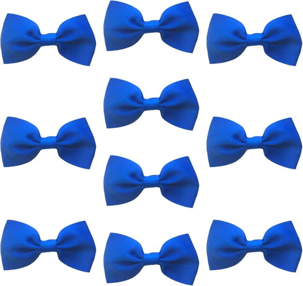 Kungsblå Grosgrain Hårrosetter för Flickor, Skolklämmor, 10-pack, 2,7 tum Royal Blue