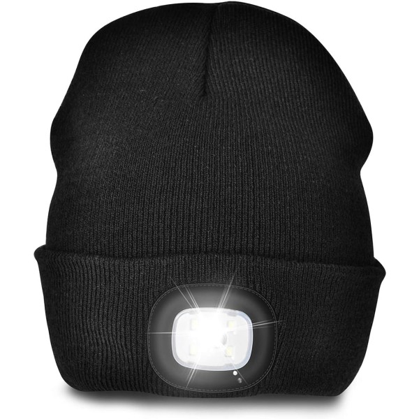 Unisex 4LED LJUS BEANIE CAP, USB-uppladdningsbar löparmössa Super Bright Hands Free strålkastare ficklampa