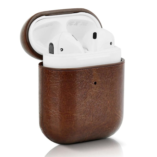 Til Airpods-etui, læder [ultra-tyndt] bærbart stødsikkert beskyttelsesetui med nøglering til Apple