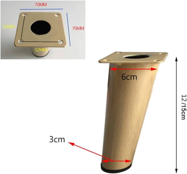 Møbelben, støttefødder til sofa/tv-skab, metal, imiteret malet træ, 4 stk. 15CM