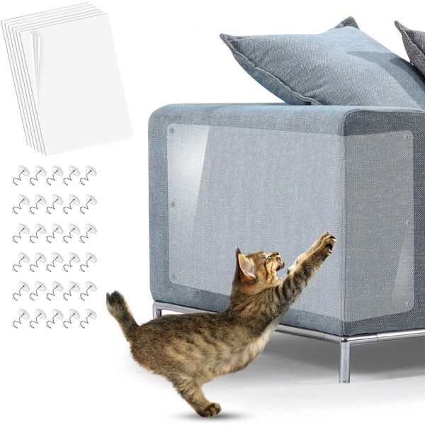 Anti-Scratch Cat Furniture Protectors, Självhäftande Cat Furniture Protector, Skydda Möbler från Katt Repor (6PCS)