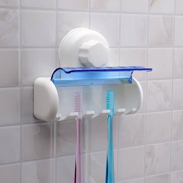 Tandborsthållare Magisk Sugkopp, Väggmonterat Badrumstillbehörskit med Dammskydd