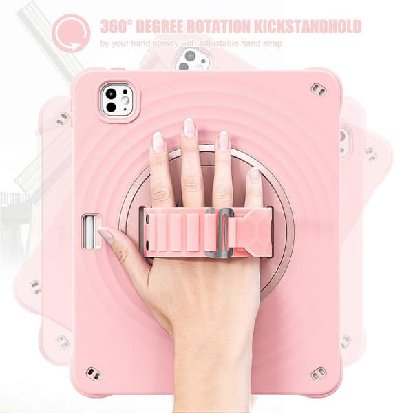 Fodral med Ställ för iPad Pro 13 (2024) TPU+PC+Silikon Tablet Skydd - Rosa