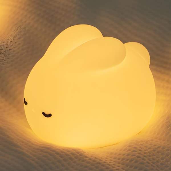 Børnenatlys, Kanin Baby Natlampe Silikon, USB Genopladelig Børnenatlys, Baby Natlys Timer Blanco