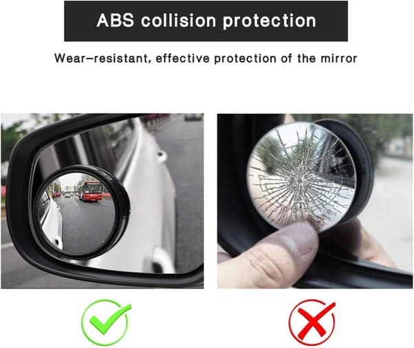 2PCS 360° Rotasjon Utvendig Blind Spot Speil, Selvklebende Justerbart Hjørnespeil