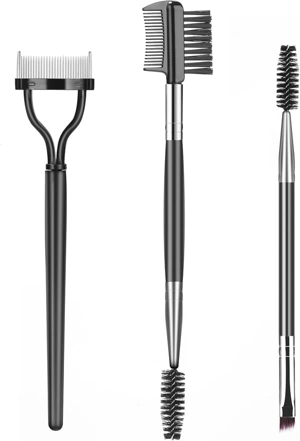Øjenbryn børste, øjenvippeseparator, brynkam og vippe-spoolie, professionelle øjenmakeupværktøjer (3-delt sæt)