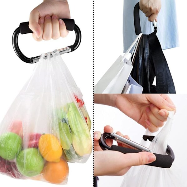 2-pack Stora Buggy Clips Låsande Karbinhakar Kraftiga Aluminiumkarbinhakar Supertålig Låskarbinhake
