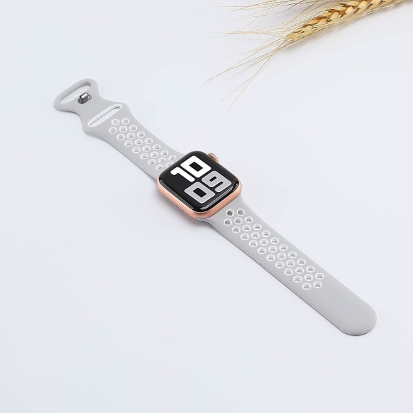Sportband kompatibelt med Apple Watch -band 42 mm 44 mm 45 mm, andningsbart mjukt silikon Sportersättningsband för kvinnor