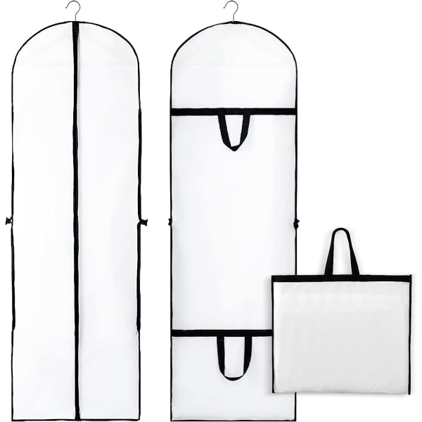 Wedding Evening Dress Garment Cover Bags - 2 Pack 180cm PEVA Clothing Cover with Handtag
