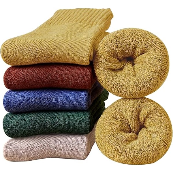 5 Par Damsockor, Tjocka Vintersockor, Mysiga Sockor, Mjuka Andningsbara Sockor