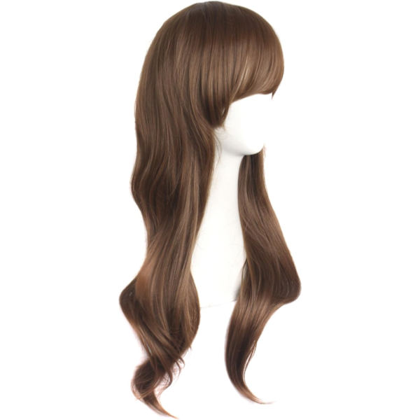 28 tum/70 cm dam sidoblugg långt lockigt hår cosplay peruk för kvinnor flicka Brown Camel 28"