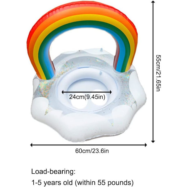 Baby Float, Regnbue Sequin Oppustelig Svømmebøje Baby Svømmering Funklende Svømmering til Børn 1-5 År Gammel til Pool Party Baby Svømmebøje