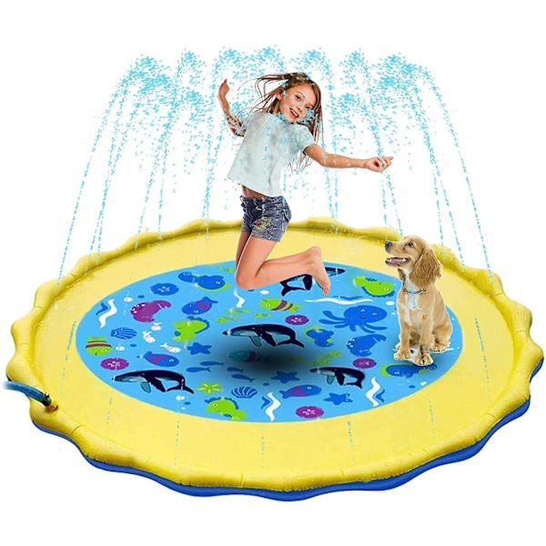 Vattenspraymatta Stänkskydd Vattenspraymatta för Barnleksaker 170cm Vattenspraymatta Stänkskydd Utomhus för Trädgård Pool Strand Familj Barn